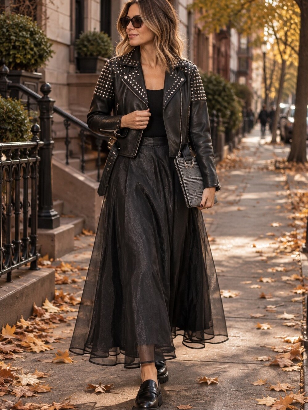 J.B.S. Shimmering Black Maxi Flared Skirt